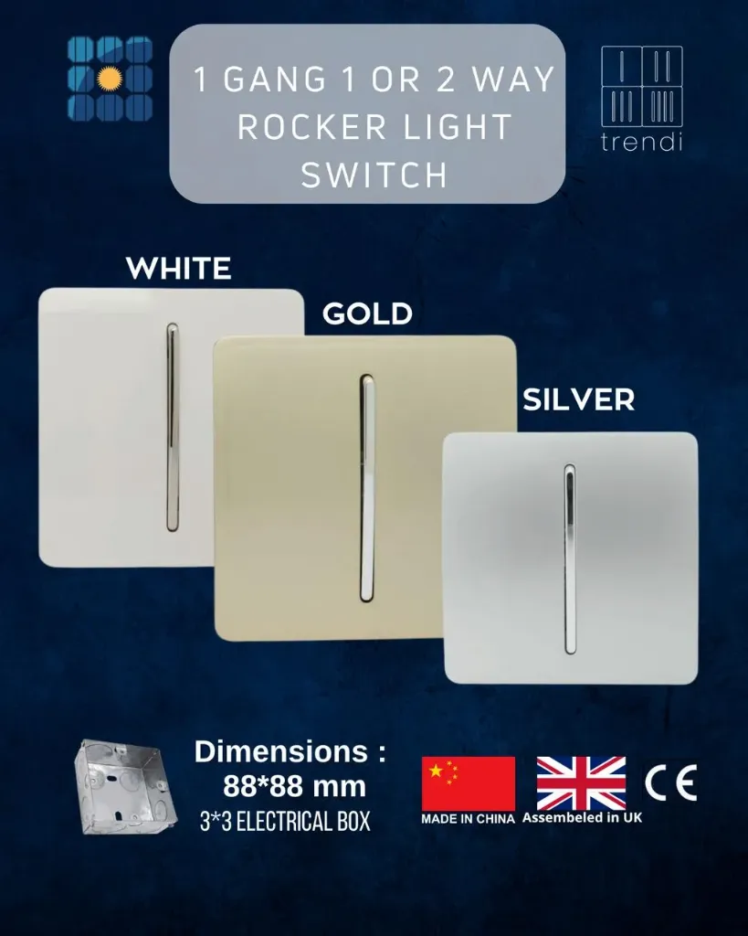 1 Gang 1 or 2 way Rocker Light Switch (White)