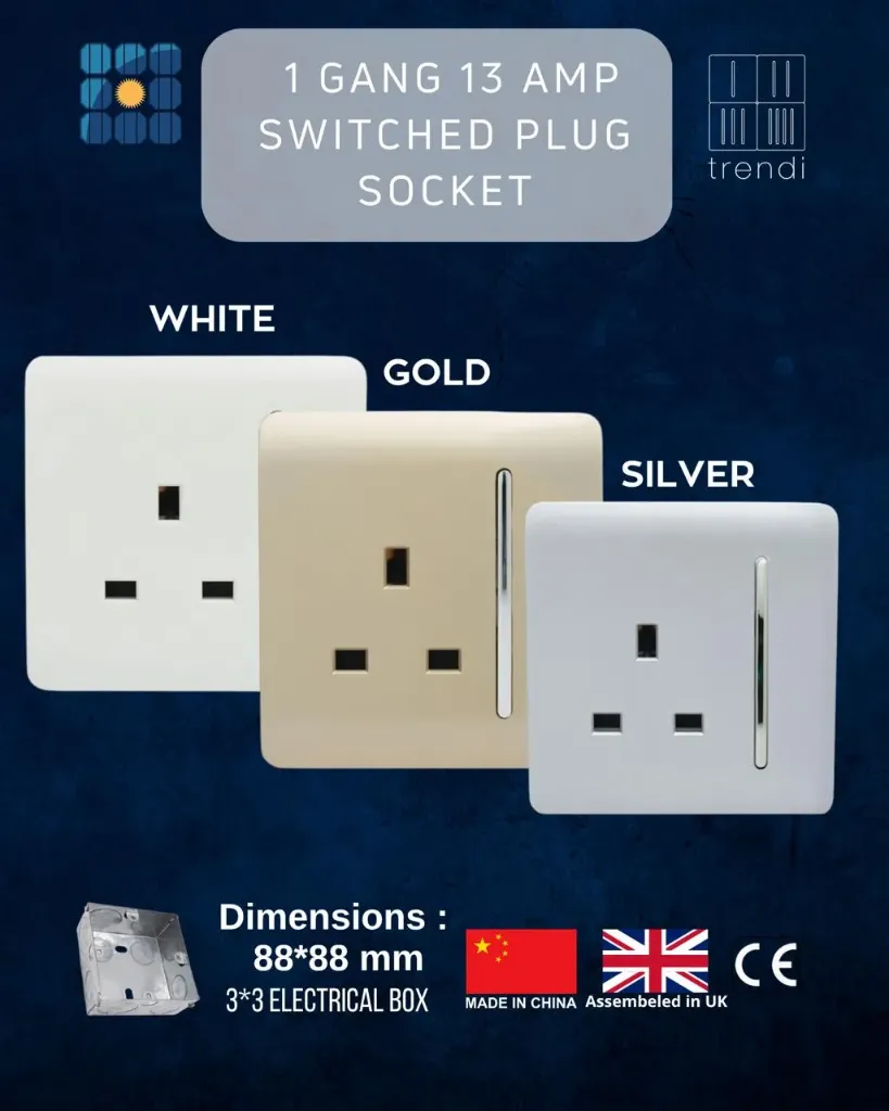 1 Gang 13 Amp Switched Plug Socket (White)