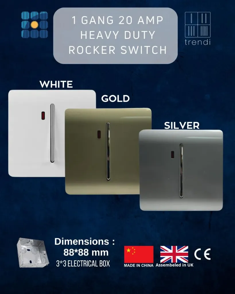 1 Gang 20 Amp  Heavy Duty  Rocker Switch (White)